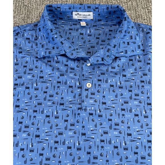 Peter Millar Other - Peter Millar Summer Comfort Polo Mens Large Grilling Guitar AOP All Over Print